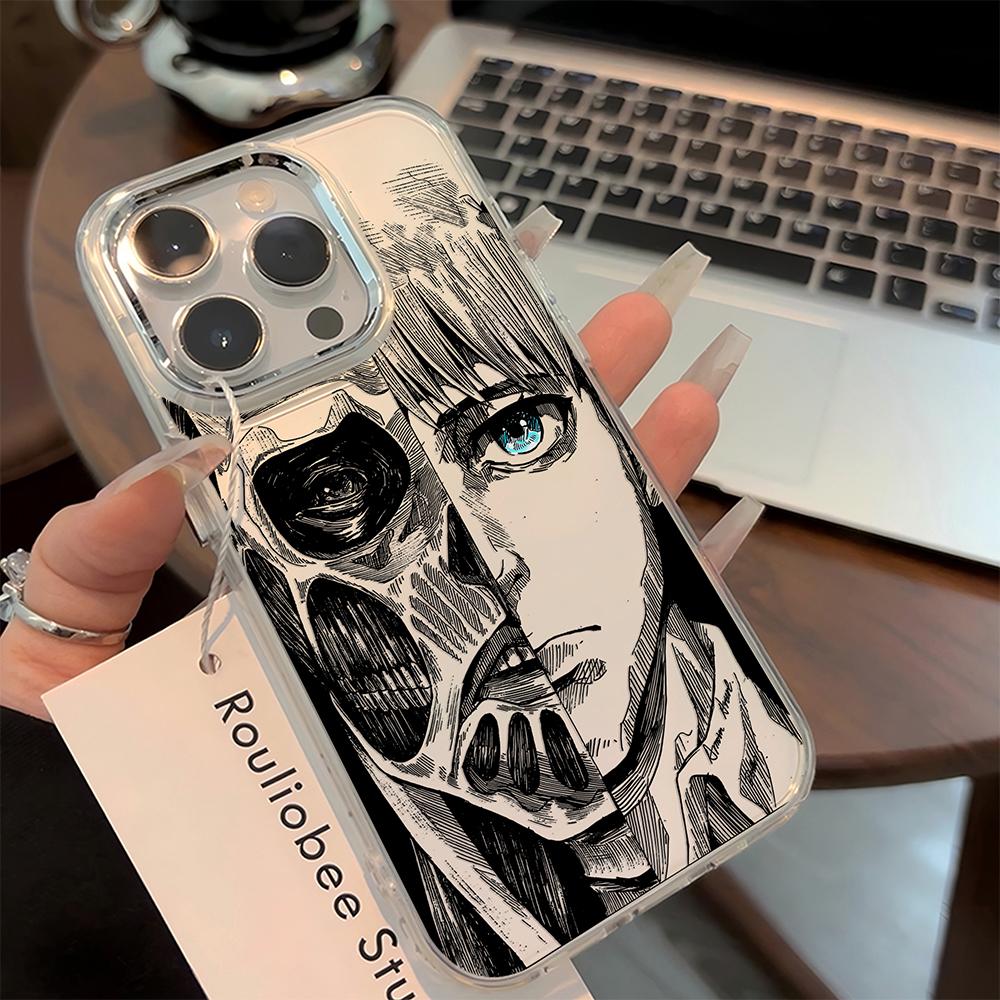 Горячий аниме-чехол Черный Атака Титанов для iPhone 17 16e 16 15 14 13 12 11mini Pro Max X XR XSMAX 8 7 Air Plus Мягкий чехол