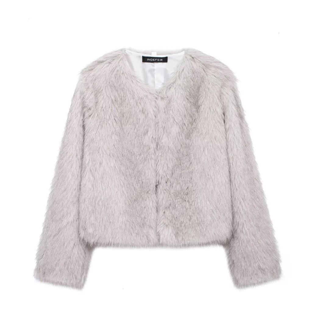 2024 Осень Женская Куртка-Пальто из Искусственного Меха в Европейском и Американском Стиле