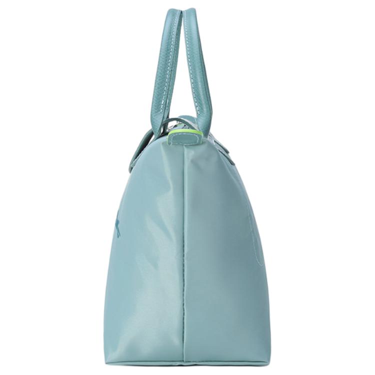 Longchamp Сумка-тоут Le Pliage Green из переработанного холста с кожаными ручками, маленькая, женская, озерно-синяя