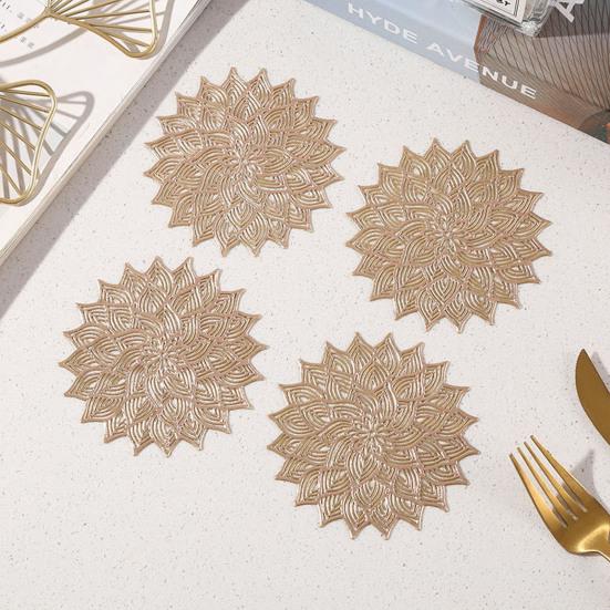 Coaster Easy To Clean Dining Table Protector Pad Heat Resistant Flower Shape Cup Mat for Home Kitchen AVE