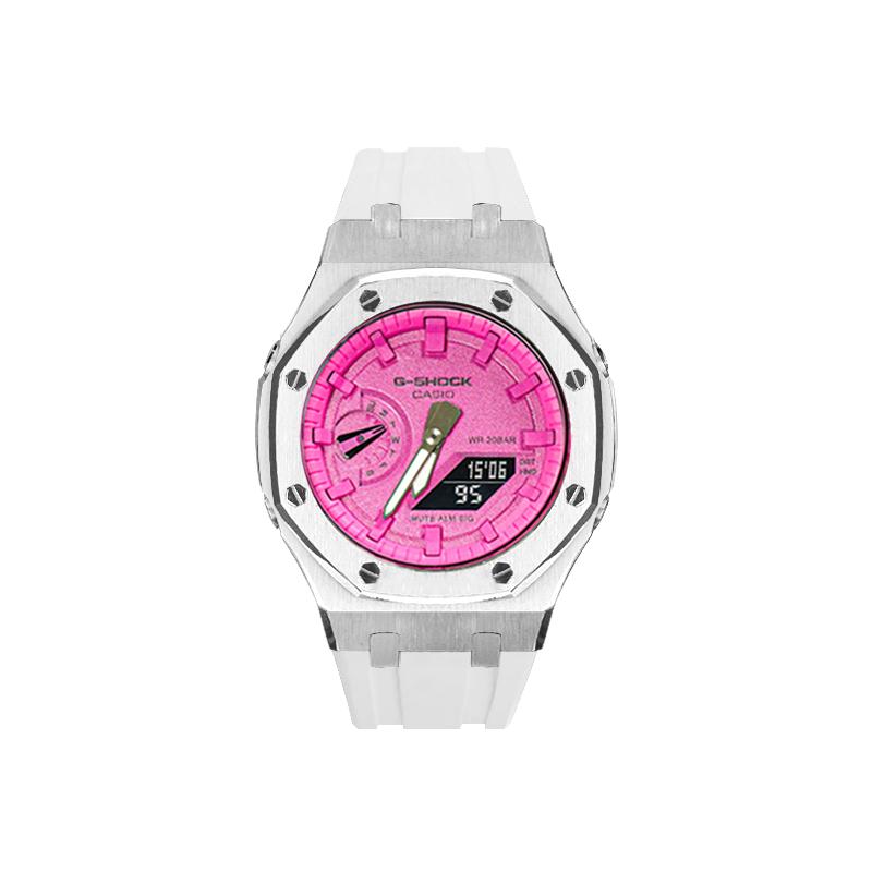 Casio Часы с кварцевым механизмом из специальной коллекции, унисекс, с розовым циферблатом, GA-2100-1A1(Watch8--)