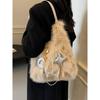 Autumn Winter Trendy Furry Shoulder Bags for Women  New Soft Faux Fur Big Handbags Lady Simple Solid Color Armpit Bag