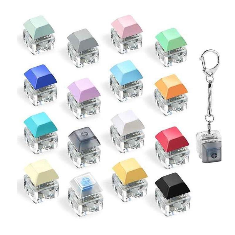 1/12PCS Keyboard Keychain Fidget Toys Stress Relief Button Keycap Sensory Toys Decompression Finger Clicker Toys for Adult Kids