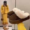 Зимние женские ботинки на толстой подошве, бархатная верхняя одежда с сумкой на голове, полушлепанцы, новинка 2025 года, ленивые популярные хлопковые туфли Мао Мао