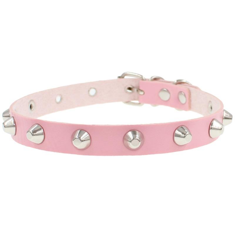 Eco-friendly PU Leather Multi-rivet Punk Metal Rock Harajuku Collar Couple Necklace Collarbone Chain Bracelet