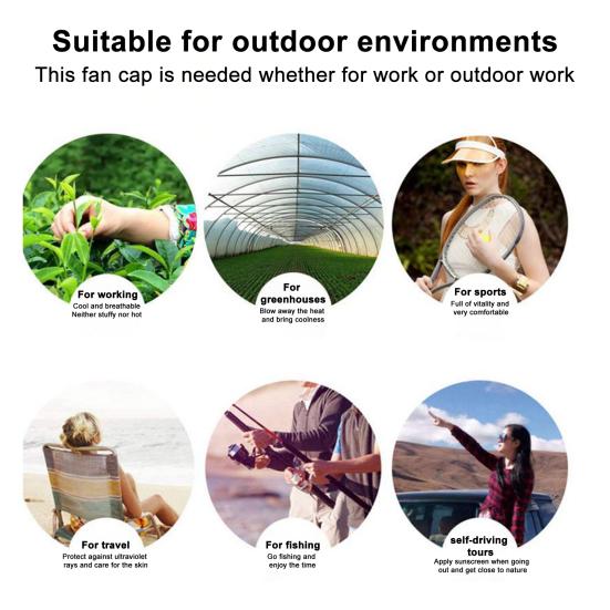Солнечная шляпа с улучшенным портом для зарядки USB, удлиненными полями и охлаждающим вентилятором, солнцезащитная шляпа, портативная для помещений и улицы