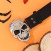 Панк Ремень с Пряжкой в виде Черепа для Брюк Ремень с Пряжкой из Страз для Джинсов Ремень для Уличных Танцев Женский Мужской Унисекс Аксессуары для Талии