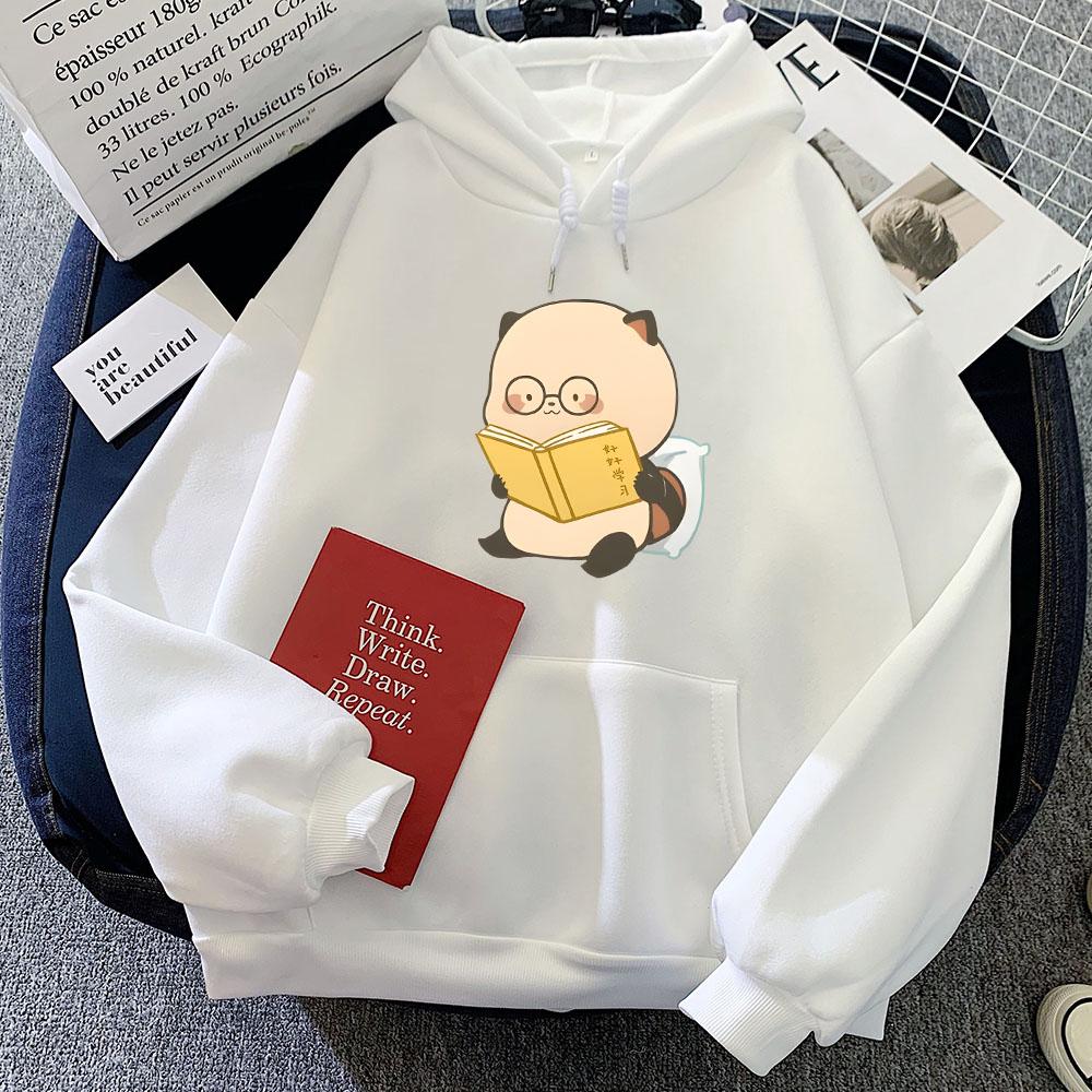 Графические худи с енотом, читающим книгу, для женщин/мужчин, повседневные с длинным рукавом, зимние флисовые, удобные толстовки с капюшоном