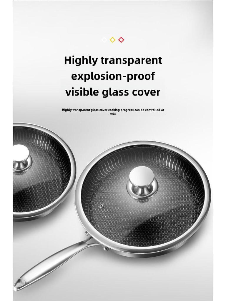 316 Stainless Steel Non-Stick Frying Pan for Electric and Open Flame Stoves, Less Smoke, Ideal for Cooking Steak.