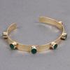Solid 925 Sterling Silver Green Onyx Gemstone Gold Plated Women Cuff Bangle Bracelet Charm Jewelry Gift For Her