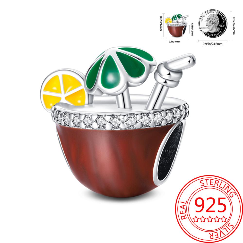 Delicious Food Copper Doughnut Cake Dessert Fruit Fine Wine Bead Pendant Fit Bracelet Necklac Boutique Jewelry Gift