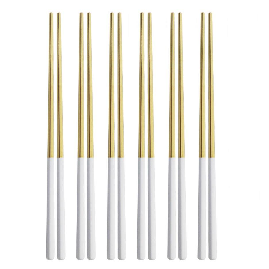 Black Gold Stainless Steel Chinese Chopsticks Non-Slip Reusable Metal Chopstick for Home Food Sticks Tableware Kitchen Tool