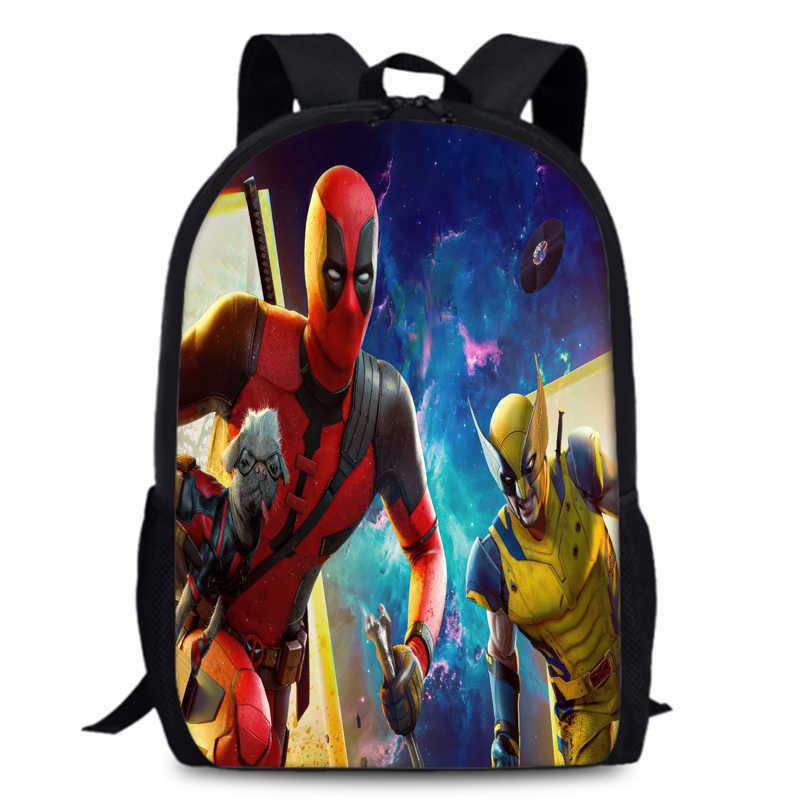 Deadpool Wolverine Backpack 15 Inch Anime Cartoon Schoolbag Lightweight