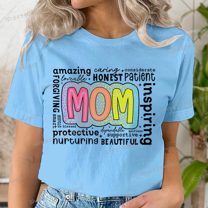 Retro Mother Fashion Casual Tops Gift for Mom Funny T Shirts Mothers Day Classic Tops Mom Life Printed Tshirt Womens Clothing
