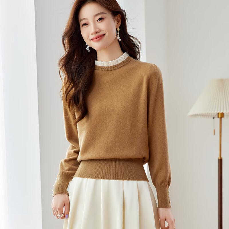 Srcr Women's Pure Wool Cropped Lace Sweater