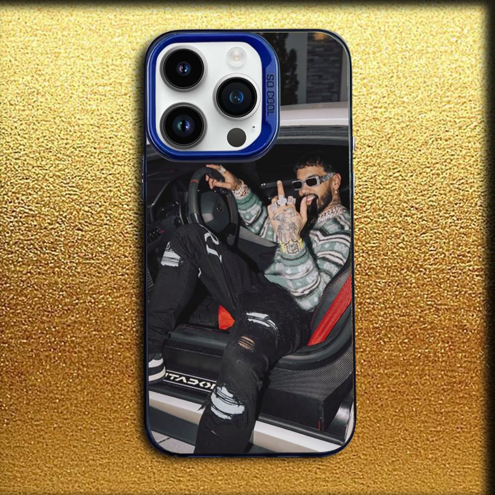 Чехол для телефона рэпера A-Anuel AA Real для iPhone 16,15,14,13,12,11,Mini,Pro,MAX Синий Матовый Силиконовый Чехол