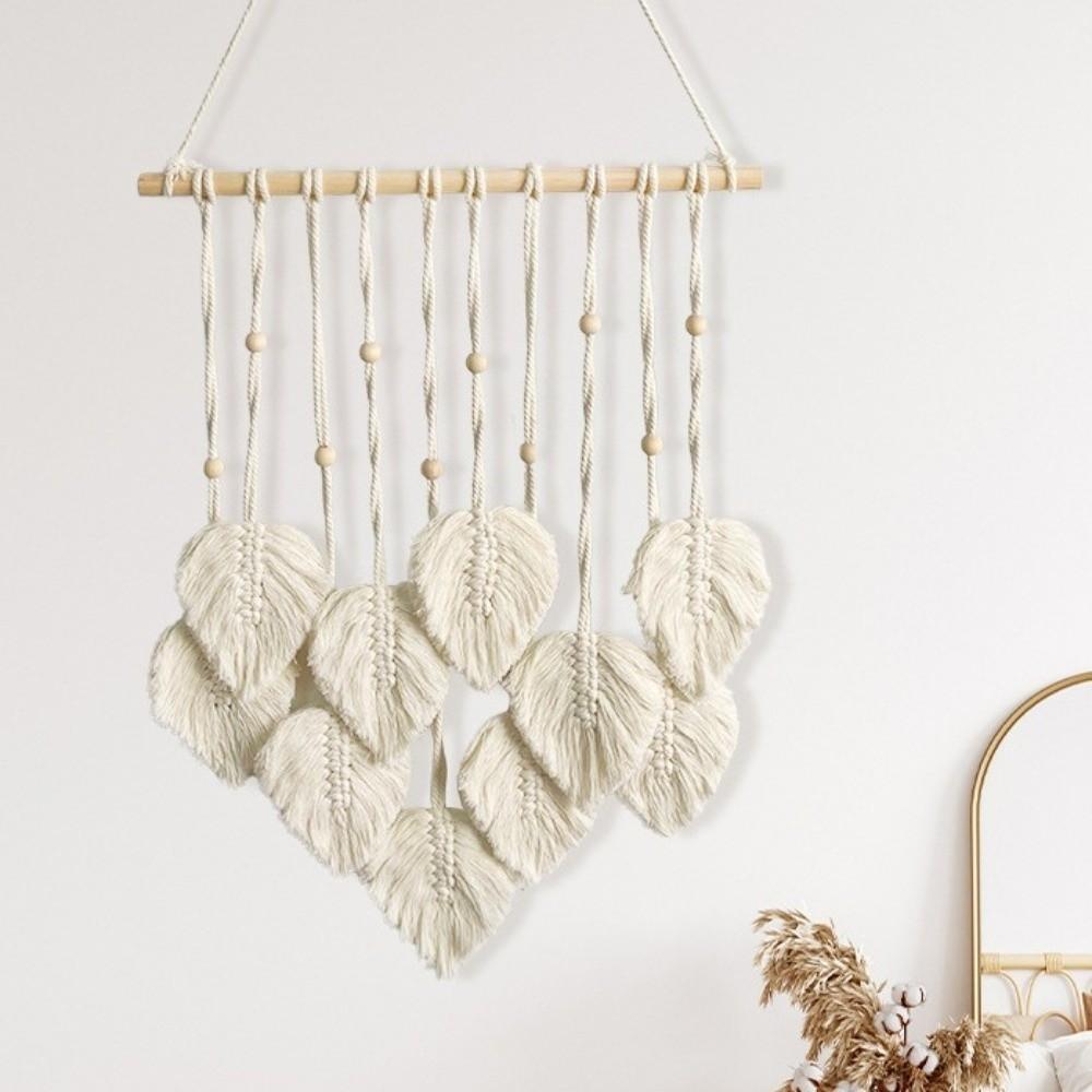 Handmade Boho Wall Decor Macrame Wall Hanging Pendant Creative Wall Art Leaf Tapestry  Homestay