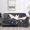 Bats Pattern Throw Flannel Blanket Halloween Goth Soft Cozy Lightweight for Office Bed Car All Season  Adult Gift Couch Sofa#