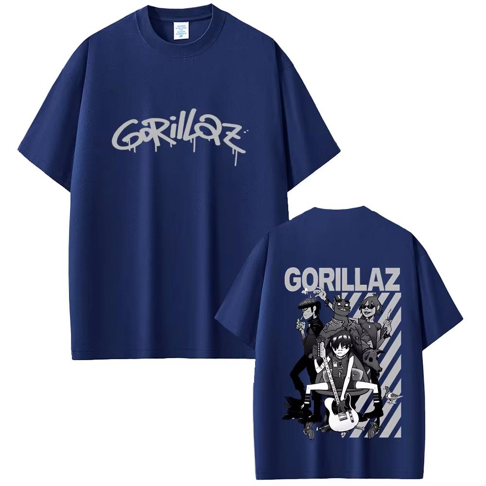 Ограниченный выпуск Футболки с принтом рок-группы Gorillaz Мужские Женские Готические Оверсайз Уличная одежда Мужская Повседневная Винтажная Футболка с коротким рукавом