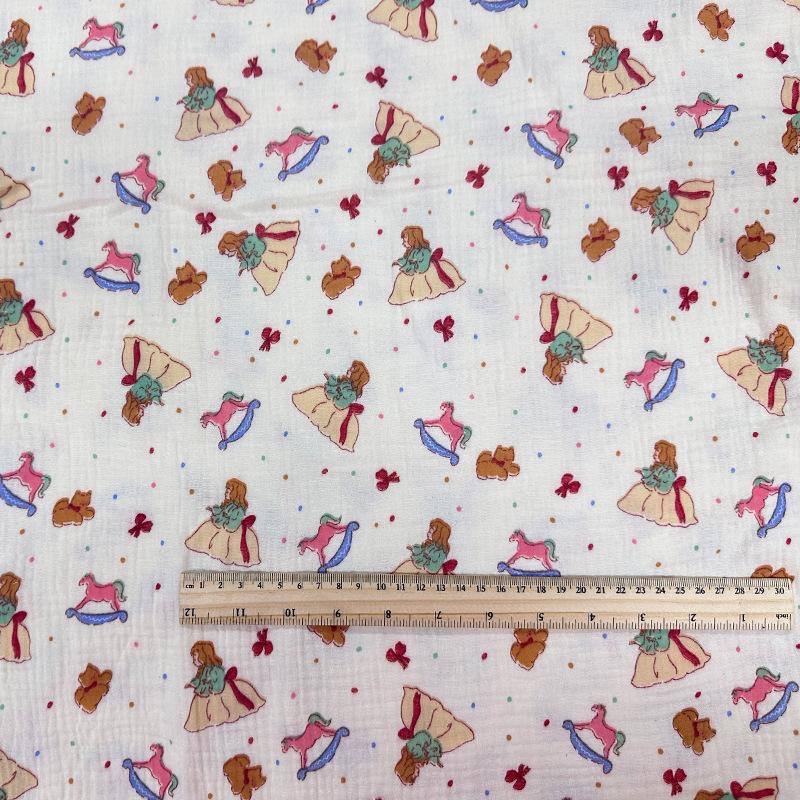 Двухслойная ночная рубашка из набивного хлопкового крепа с мятой тканью