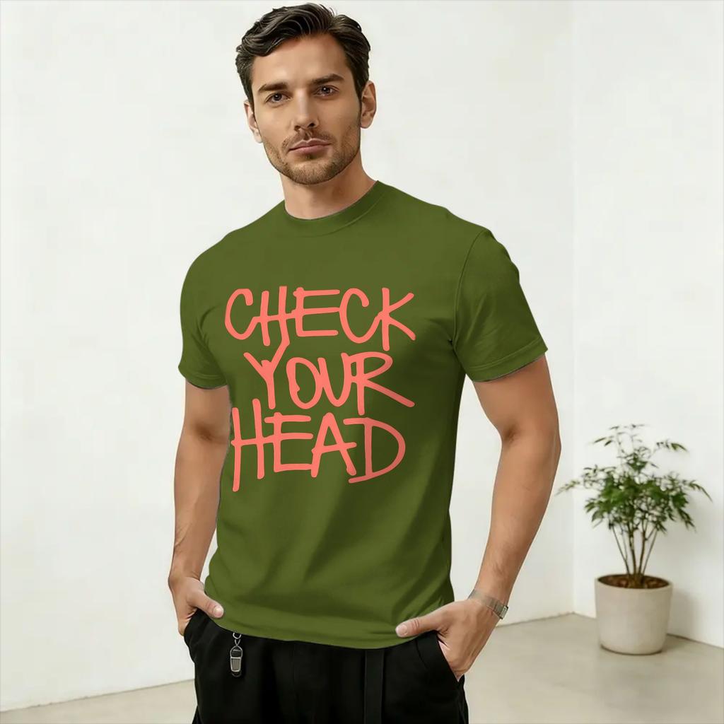 Check Your Head Unisex T Shirts Vintage Tee Shirt Short Sleeve Crew Neck TShirt Pure Cotton Gift Idea Tops