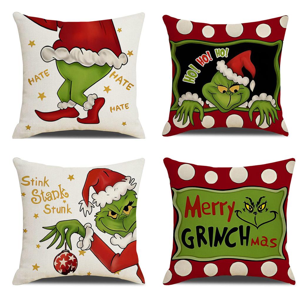 New Christmas Pillowcase Christmas Snowman Living Room Decoration Linen Sofa Cushion Cover Car Waist Pillowcase Cover