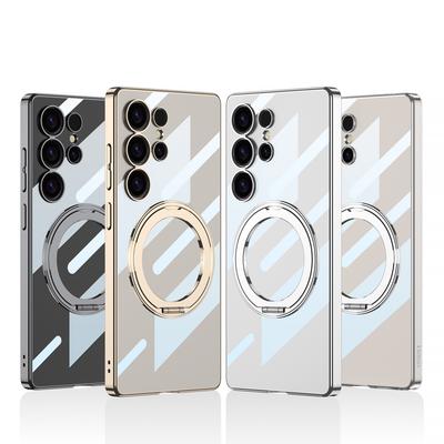 Подходит для Samsung S25Ultra Магнитный чехол для телефона S25u Вращающийся кронштейн Гальваническое покрытие Прозрачный Защита от падений