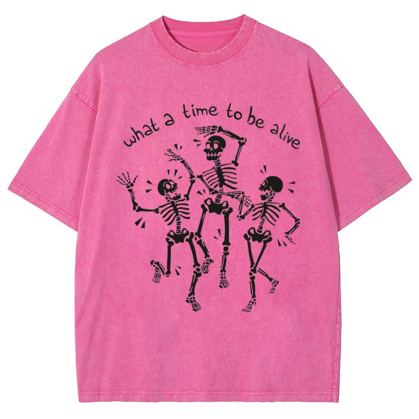 Skull Print Men's Sleeve T-shirt Vintage Loose T-shirts Women Casual Oversized T Shirt O Neck Retro Harajuku Tops