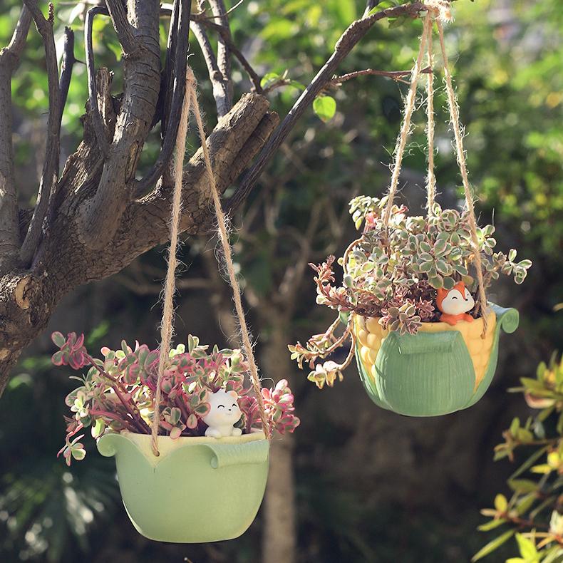 Подвесной горшок с милыми животными, цветочный горшок из смолы, сочный горшок, домашний декор, украшения, садовые принадлежности, подвесная корзина, горшок для растений