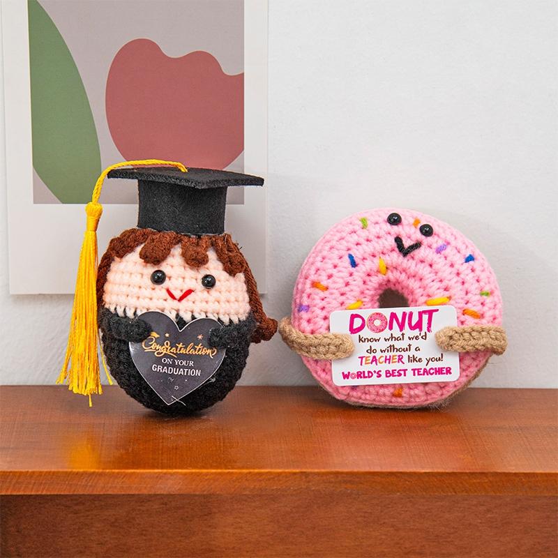 Crochet Positive Energy Dolls Mini Pocket Hug For Graduation Gifts Finished Handwoven Knitted Potatoes Desktop Decor Ornaments