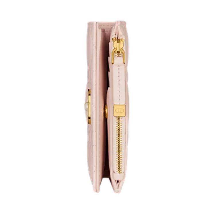 Dior Jolie Dahlia CD Logo Snap Closure Lambskin Wallet Women Wallet Light-Pink S3113UNJB-M413