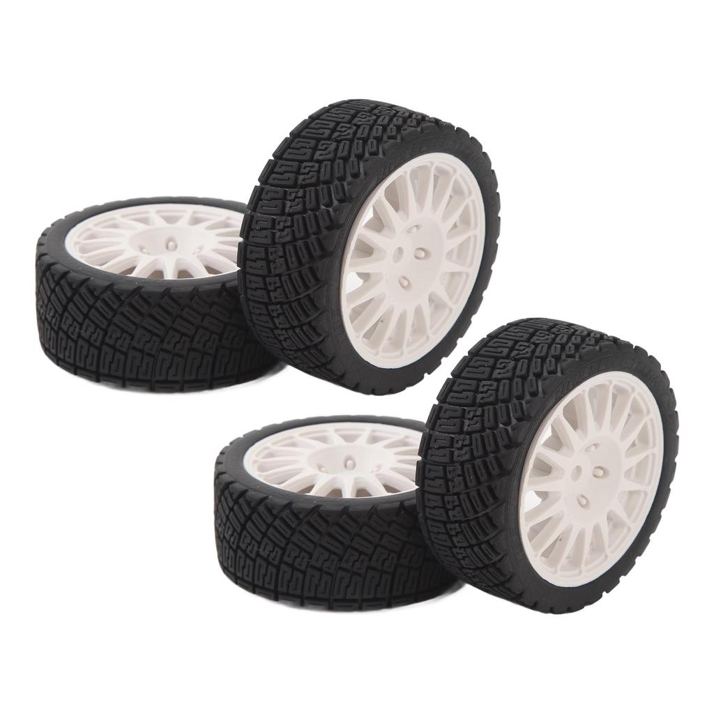 4Pcs 1 10 RC Car Tire Plastic Rim Rubber RC Car Wheel Tyre Replacement for TAMIYA TT01 TT02 XV01 White