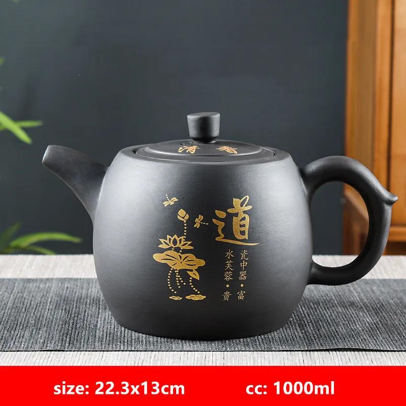 Исинский чайник из фиолетовой глины, китайский чайник большой емкости, традиционная красота, ситечко для заваривания чая, ретро чайный сервиз, бытовая посуда для напитков, 1000 мл