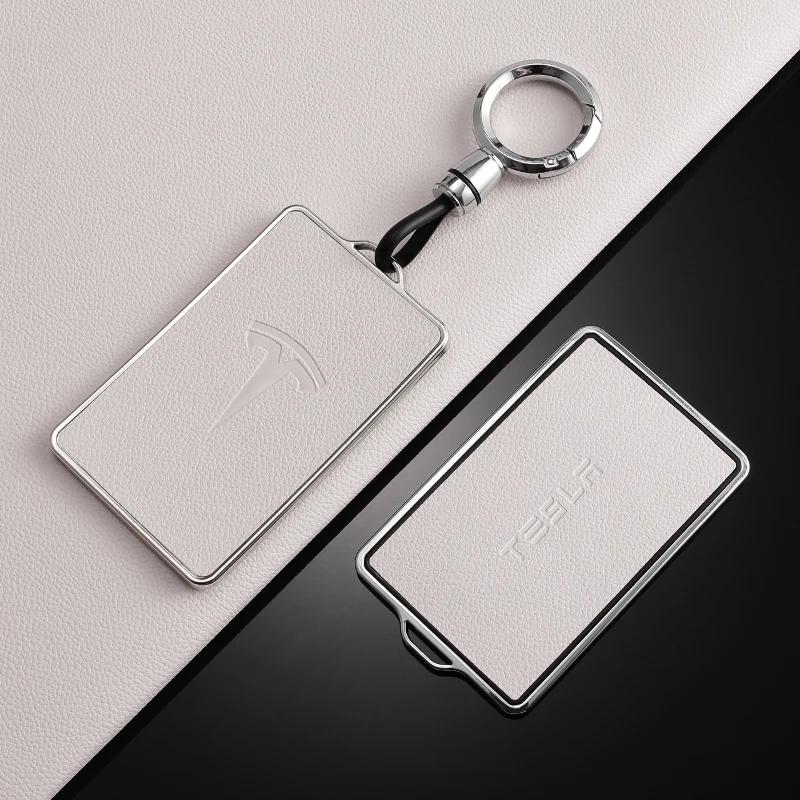 High Quality Leather Car NFC Key Case Shell Cover Fob for Tesla Model 3 S X Model Y Key Case Protector Holder Auto Accessories
