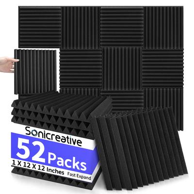 52 шт. в упаковке дешевые акустические пенопластовые панели 1 X 12 X 12 дюймов большие звукоизоляционные пенопластовые панели стены, клиновидные звукоизоляционные стеновые панели Acou