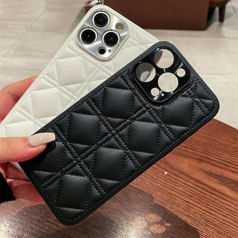 Чехол для телефона с покрытием из PU-кожи с клетчатым рисунком для iPhone 16 Plus и Pro Max