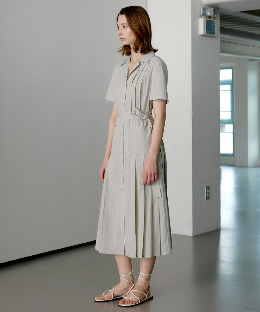 Ollibeudeollibeu Shirt-Style Pleated Dress Ow6Mo4540