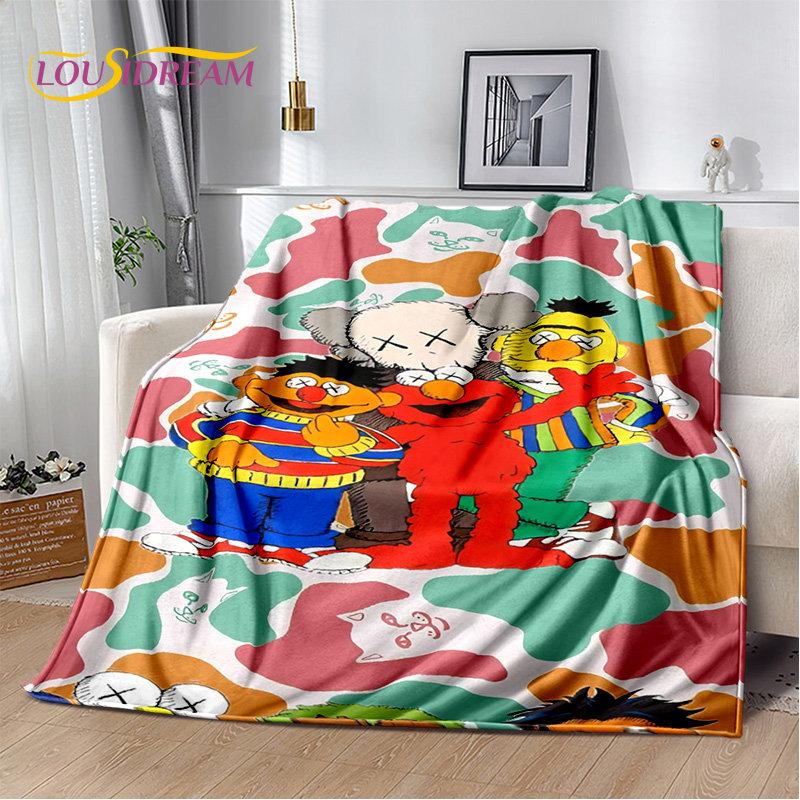 TV Sesame Street Cute Cartoon Soft Plush Blanket,Flannel Blanket Throw Blanket for Living Room Bedroom Bed Sofa Picnic Cover Kid