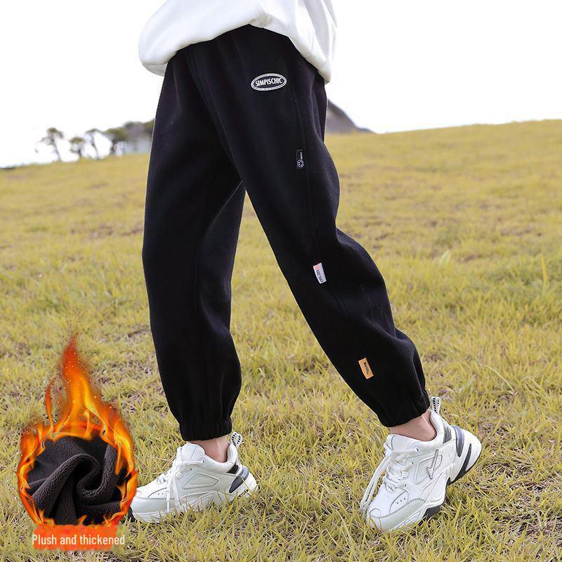 Спортивные штаны-шаровары на бархатной подкладке для девочек: Осенне-зимние модные утолщенные цельные спортивные брюки
