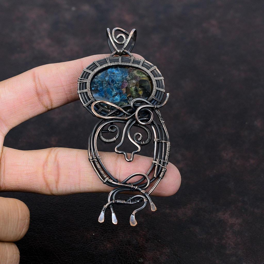 Watermelon Tourmaline Pendant Copper Wire Wrapped Pendant Handmade Copper Jewelry Gemstone Pendant Unique Wire Wrapping Jewelry Gift For Mom