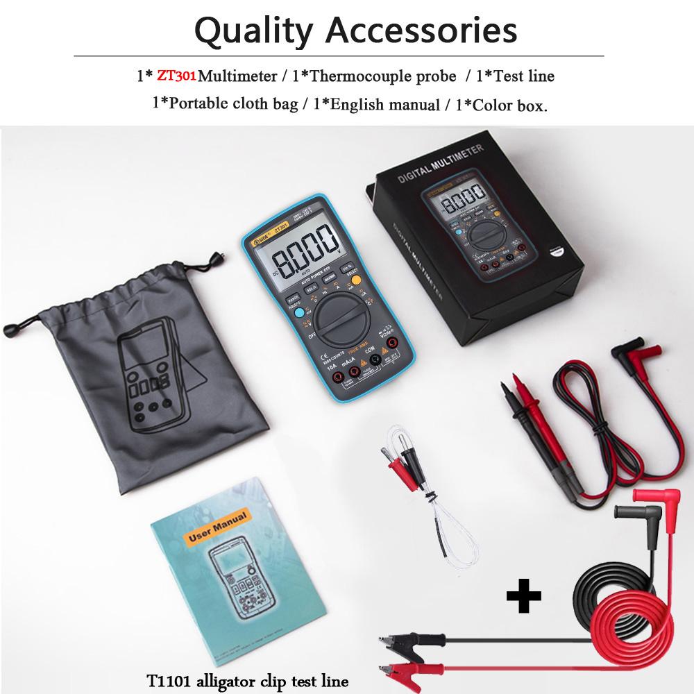 BSIDE Digital Multimeter ZT301 True-RMS DC/DA Voltmeter Ammeter Multimetro DMM Resistance Ohm Cap Hz Temp Tester