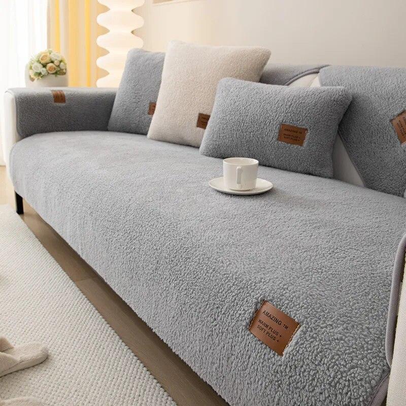 Шерстяной чехол для дивана, зимний теплый чехол для дивана для гостиной, плюшевое утолщенное нескользящее полотенце, удобная дышащая спинка, подлокотник