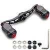 HEIGHTEN 88mm Reel Handle with 21mm Carbon Knob for General Baitcasting Reel Arch Gourd Series Black SHIMANO, DAIWA, Abu, (Carbon Knob, & Red)
