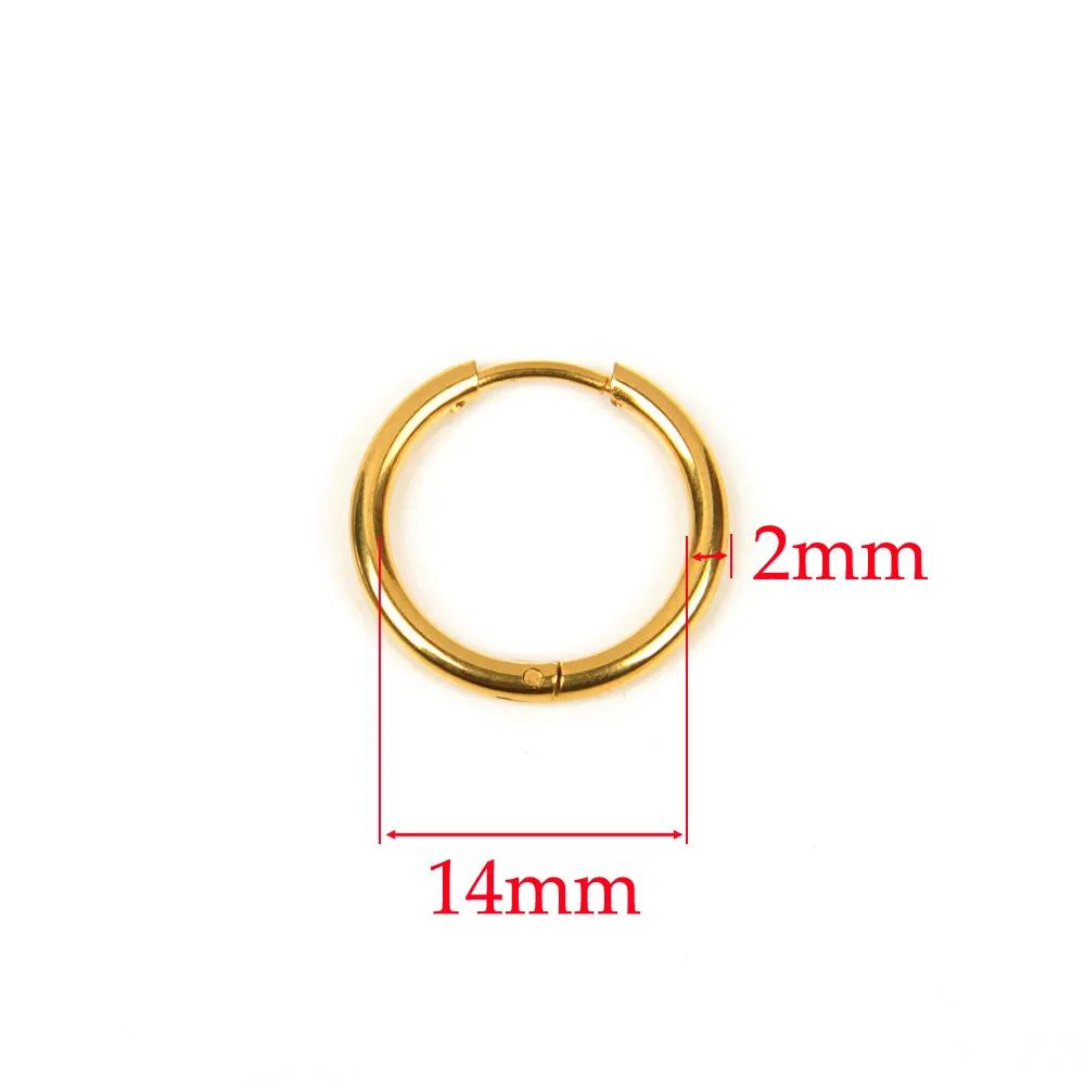 10pcs 316L Stainless Steel Hoop Earrings Women Men Punk Hiphop Circular Ear Buckle Ring Jewelry Gold Color Accessories Wholesale