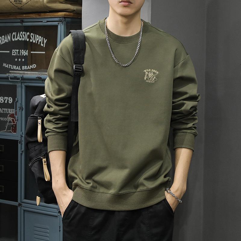 Осенне-зимний трендовый брендовый тяжелый ретро мужской свитер с круглым вырезом из толстого хлопка, свободный, большого размера, американский уличный принт с длинными рукавами