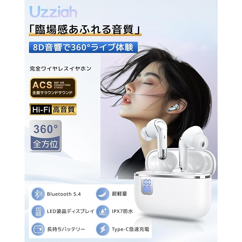 [2025 Качество звука улучшенный тип/Bluetooth5.4] беспроводные наушники Bluetooth наушники небольшого размера легкие До 60H воспроизведения Hi-Fi канал типа AAC