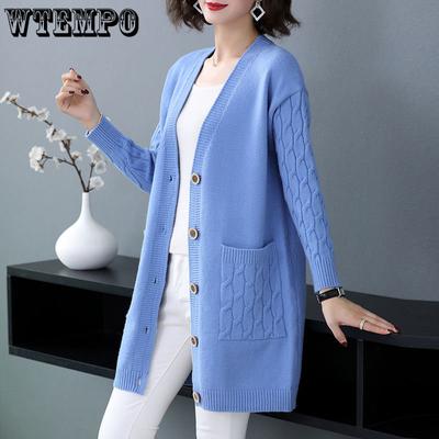 Свитер кардиган женский длинный свободный свитер большого размера пальто на раннюю весну, осень и зиму