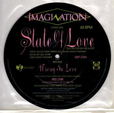 7-дюймовая пластинка IMAGINATION - State Of Love RBP218 R & B Records 1984 UK Танцевальная и электронная музыка Б/у