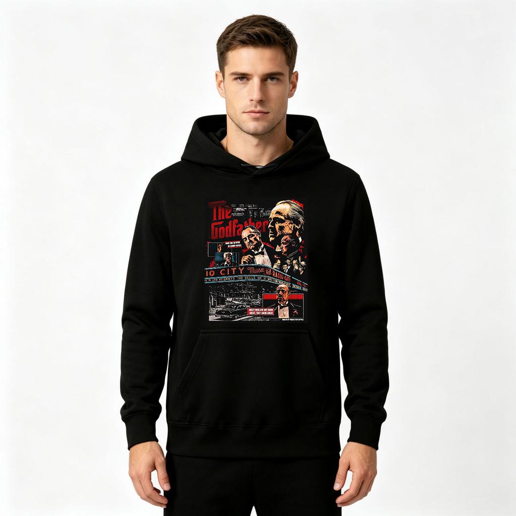 Men The Godfather Print Long Sleeve Pullover Hoodie Casual Streetwear Hooded Sweatshirt