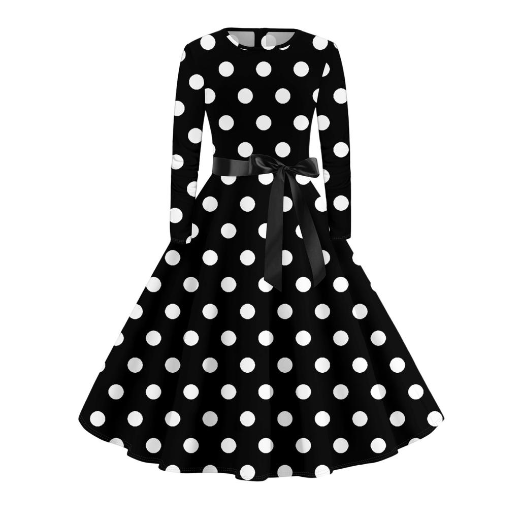 Женские повседневные модные платья с длинным рукавом в винтажном стиле